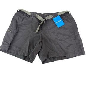 Columbia Sandy River Cargo Shorts Women L 6/15cm NWT Elastic Waist Black (545)